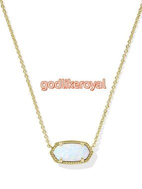 Elisa Gold Pendant Necklace in White Lab Grown Opal